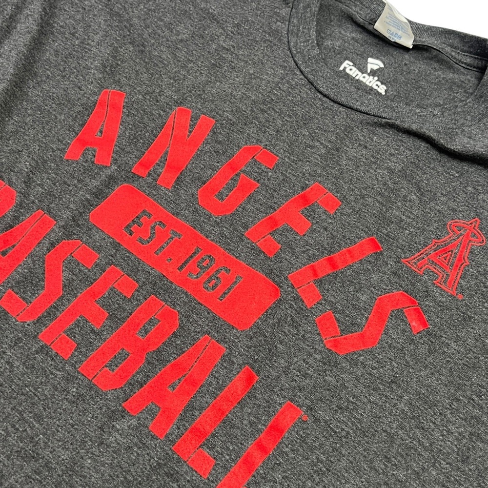 Fanatics Los Angeles Angels T-Shirt Mens 2XL MLB Baseball Gray Red Graphic Tee